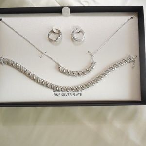 Silvercore Diamond Accent Silver Plated Necklace Set